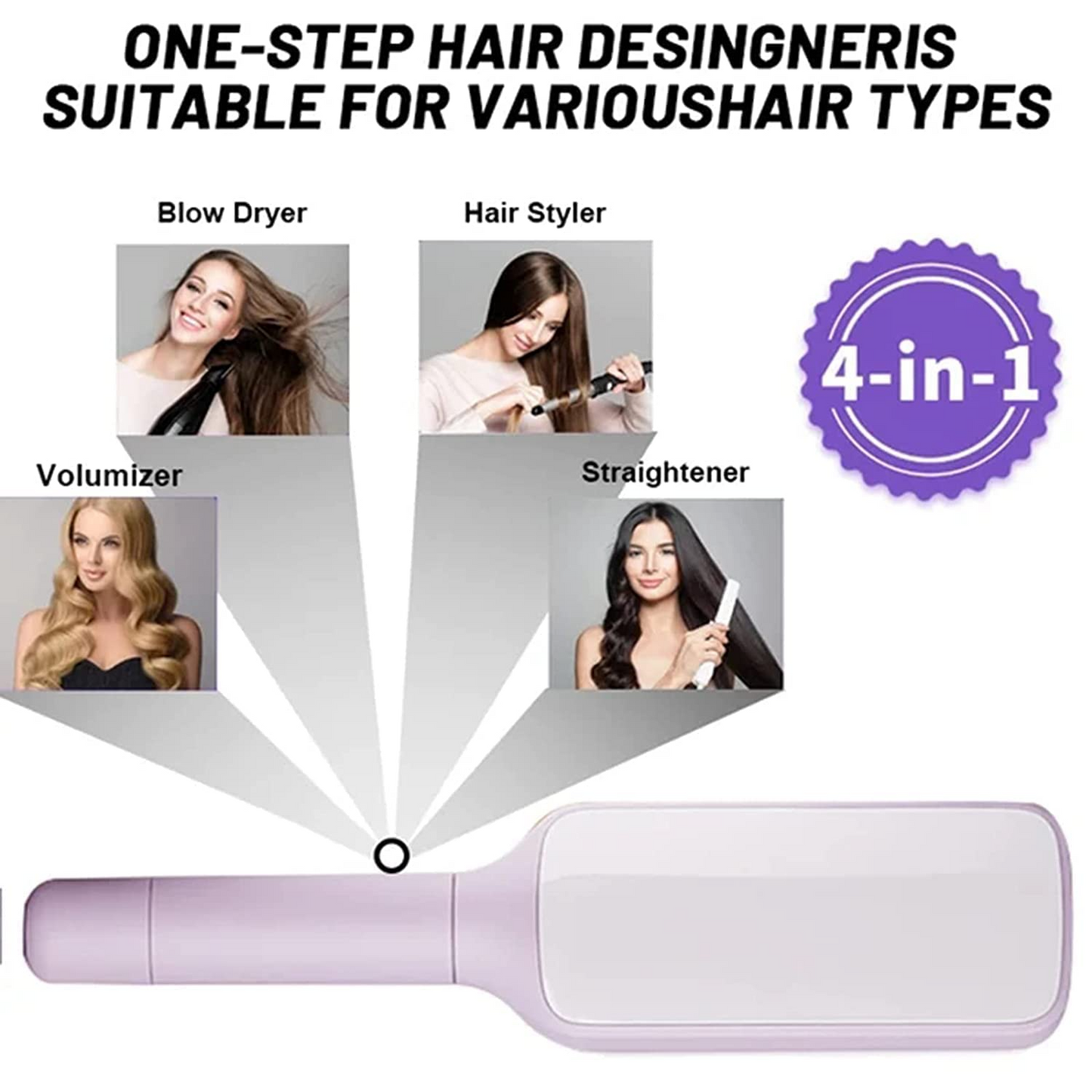4-in-1 Self-Cleaning Anti-Static Hair Brush
